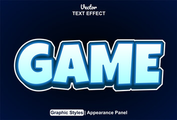 game text effect with blue color graphic style editable.