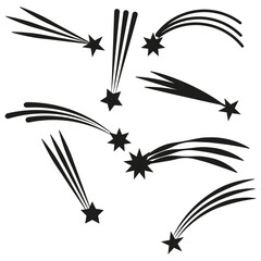 Shooting stars icons. Contour icon. Space icon set. Vector illustration. © Kravchenko