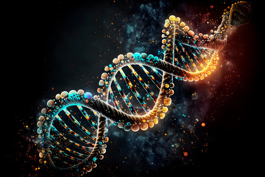 Imagen de cadena de ADN. Concepto medicina y salud. Valor gen&eacute;tico y hereditario. Investigaci&oacute;n m&eacute;dica. Imagen generada por Ai.