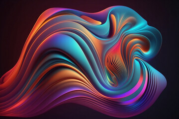 abstract fractal background with lines.  background with waves, rainbow color. Generate AI