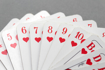 A deck of heart play cards 