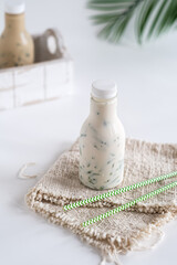 grass jelly in coconut milk and palm sugar