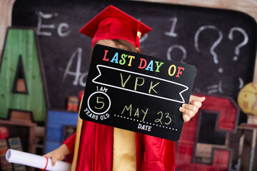 Kindergarten VPK graduation boy diploma  - obrazy, fototapety, plakaty