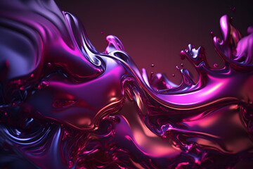 Fototapeta na wymiar Detailed glossy abstract liquid silk fabric texture background in motion moment, Purple silk satin fabric. Neural network AI generated art