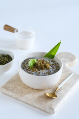 green bean porridge with coconut milk and palm sugar
