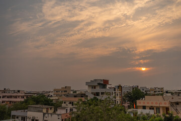 sunset in the city