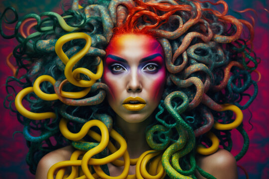 colorful portrait of Medusa