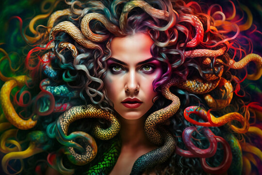 colorful portrait of Medusa