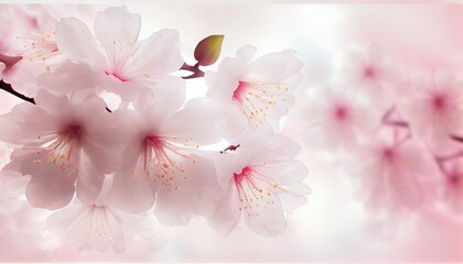 A beautiful cherry blossom with pink and white background. Generative AI, Generative, AI
