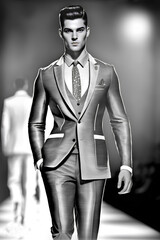 Man Models walking on runway during fashion show