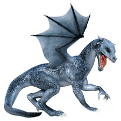 3D Rendering Fairy Tale Dragon on White