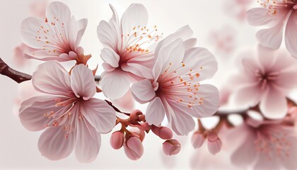 A beautiful cherry blossom with pink and white background. Generative AI, Generative, AI