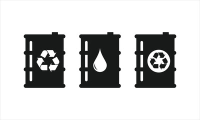 Recycling symbol with oil barrel vector icon, Oil recycling icon