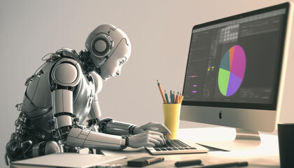 データ分析するロボット_Robot to analyze data_generative ai