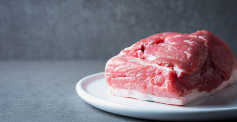 Fresh pork chunks on a plate