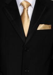 Man in suit. Close up of classic business attire with tie and elegant blazer.