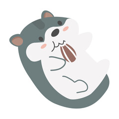 Funny hamster eating seed cartoon