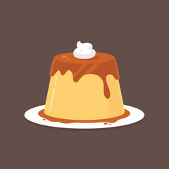 Custard Pudding vector flat illustration