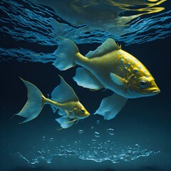 Foto realistyczna ilustracja złotych rybek, SI - obrazy, fototapety, plakaty
