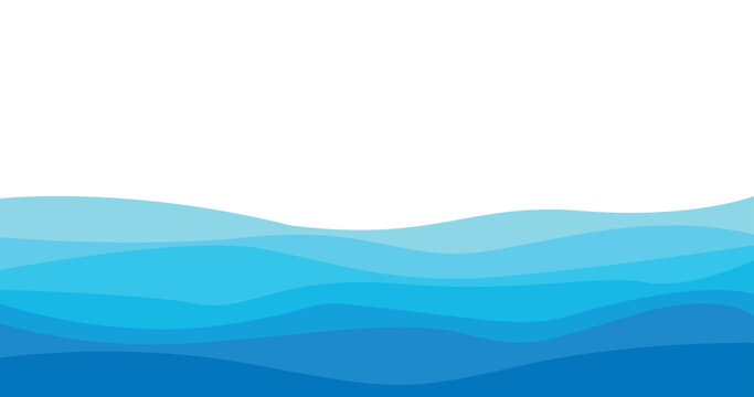 Abstract vectorized background with waves in shades of blue, vector illustration of sea waves.