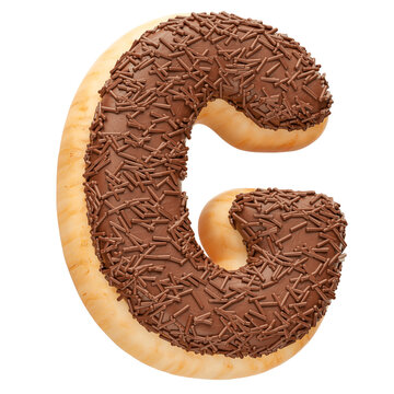 Chocolate letter G with sprinkles in realistic 3d render