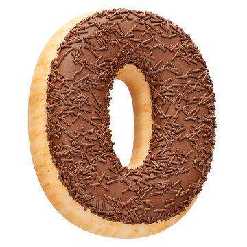 Chocolate letter O with sprinkles in realistic 3d render