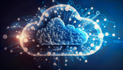 Cloud computing, IT symbol of the cloud technologies,  Digital cloud connecting with data, Generative AI