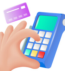 Payment terminal, a modern POS-bank payment device.
 A payment device with an NFC keyboard. A credit card reader.
 Vector 3D illustration of a contactless payment system.
