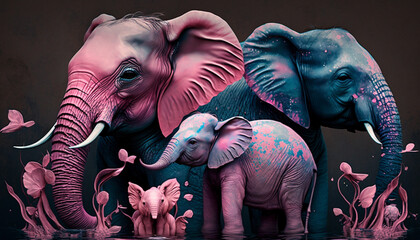 ピンク色の象_Pink Elephant_generative ai - obrazy, fototapety, plakaty