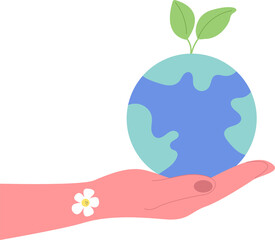 Earth Day illustration hand draw. Eco friendly conception.