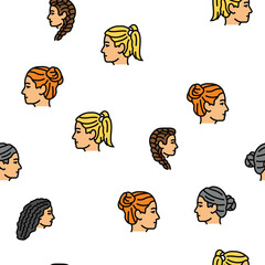 hairstyle portrait hair fashion vector seamless pattern