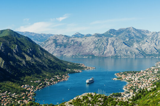Kotor Bay from a height. A famous tourist place. Postcard photo © makedonski2015