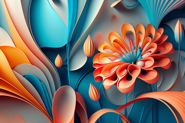 abstract background with flowers - generative AI