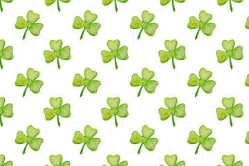 Seamless pattern from hand drawing clovers,St.Patrick's Day concept.Photography.