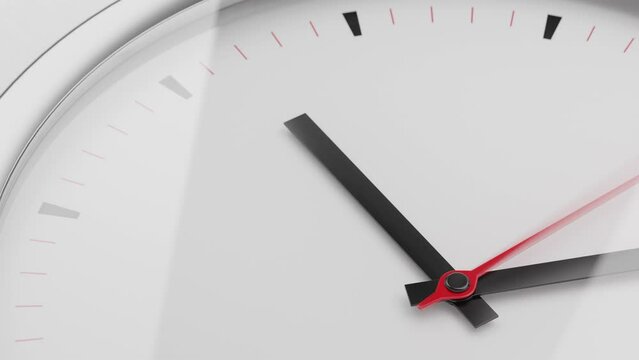 wall clocks with fast moving arrows. Close up. 3d rendered 4k animation