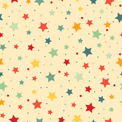 Abstract colorful stars and dot pattern background seamless vector for wallpaper,gift wrapping,packaging background design 
