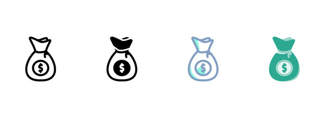 Simple vector icon on a theme money bag