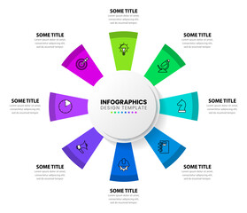 Infographic template. Circle with 8 stripes and icons