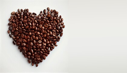 A heart made of coffee beans on a white background. Generative AI, Generative, AI