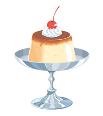 喫茶店のプリンのイラスト