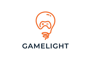 joystick game with smart bulb logo design vector template © ellistya