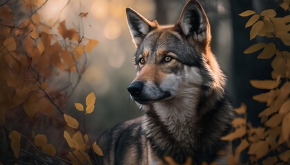"Autumn's Alpha: A Portrait of the Majestic Wolf"