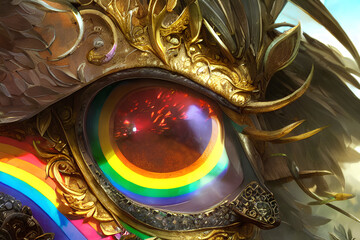 Dragon eye rainbow ai generative