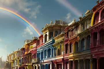 grand palace and a rainbow ai generative