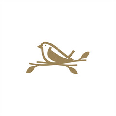 Nest bird logo. Logo is shaped with lines forming  a nest in brown gradient color, creating a nest bird logo.