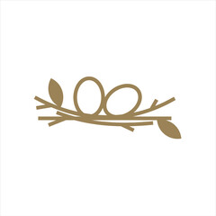 Nest bird logo. Logo is shaped with lines forming  a nest in brown gradient color, creating a nest bird logo.