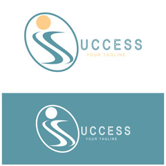 Abstract people success logo design.fun people,healthy people,sport,community people symbol vector illustration