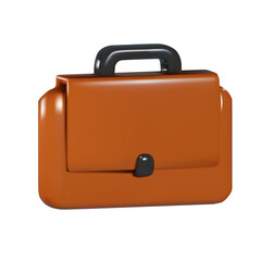 Render of a brown leather document bag in 3d style. Vector illustration