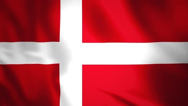 National background with fluttering country flag, animated Denmark symbol