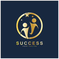 Abstract people success logo design.fun people,healthy people,sport,community people symbol vector illustration